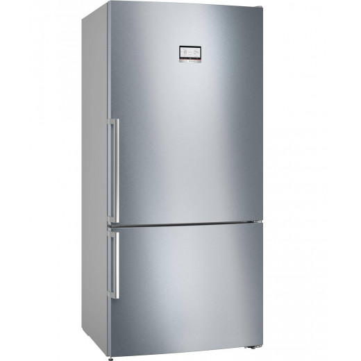 Series 6 free-standing fridge-freezer with freezer at top 186 x 86 cm Stainless steel (with anti-fingerprint)