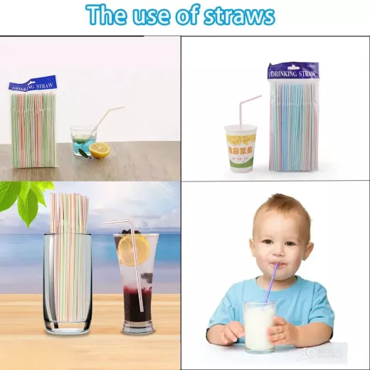 Flexible Plastic Drinking Disposables Straws, 100 Pieces