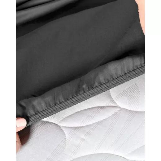 Madam Coco Ciel King-Size Satin Fitted Sheet - Dark Gray