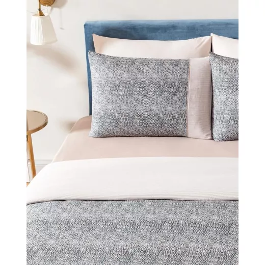 Madame Coco Diane Double-Size Madame Coco Crep Printed Duvet Cover Set - Petrol Blue