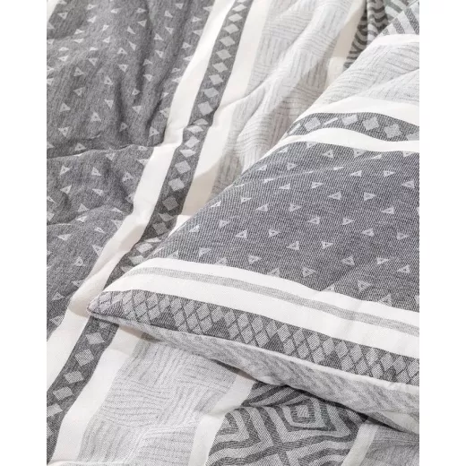 Madame Coco Semnoz Double Size Jacquard Duvet Cover Set - Gray/Anthracite