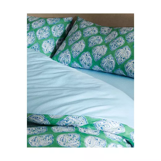 Madame Coco Searlas King Size Printed Duvet Cover Set - Green