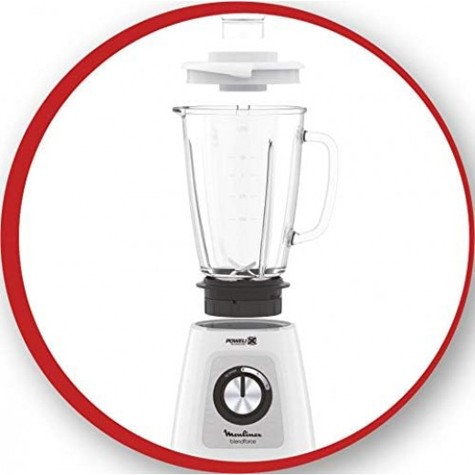 Moulinex Blendforce Glass Blender, White, 1.75 L, 700 W, LM435127