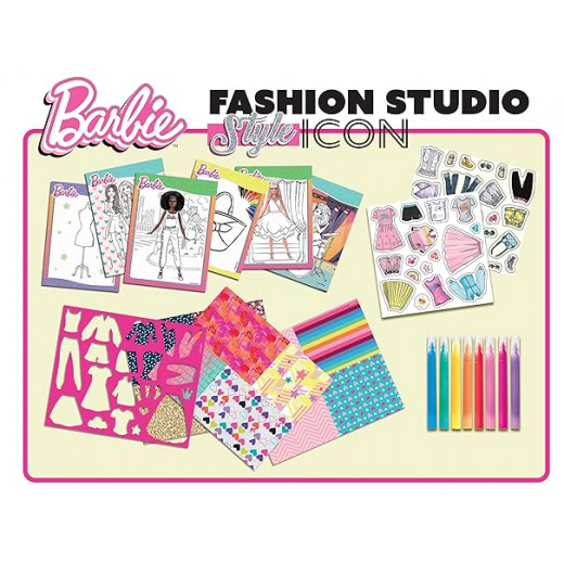 Lisciani, Barbie,Sketchbook Style Icon,Fashion Studio , Models to Dress Up,Creative Game, Super Fashionable Clothing