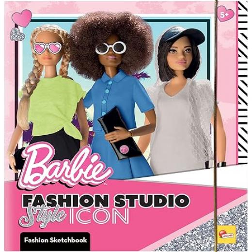 Lisciani, Barbie,Sketchbook Style Icon,Fashion Studio , Models to Dress Up,Creative Game, Super Fashionable Clothing