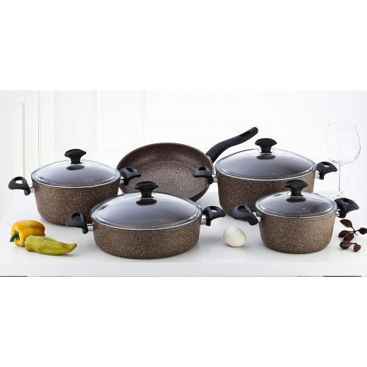 Falez HUR-A-15203 Brown Premium, 9 pcs. set, Granite, Made in Turkey