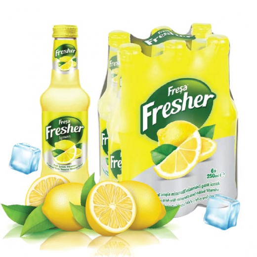 Fresher Natural Sparkling Lemon 250ml Pack of 6