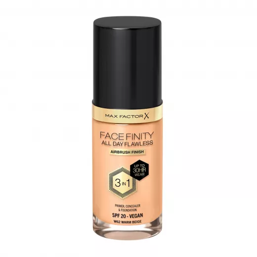 Max Factor Facefinity All Day Flawless 3 in1 Foundation 30ml W62 WARM BEIGE