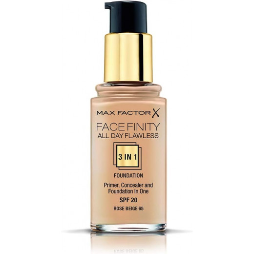 Max Factor Facefinity All Day Flawless 3 In 1 Foundation SPF 20, No. 65 Rose Beige