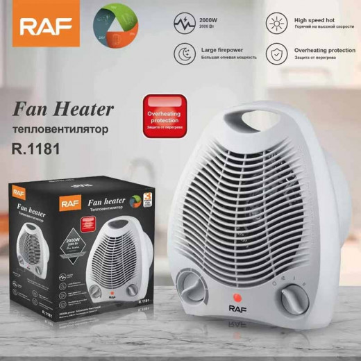 RAF Fan Heater, White, 2000 WAT