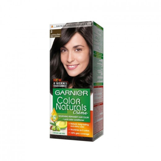 Garnier Color Naturals Permanent Crème Hair Color, 2 Luminous Black