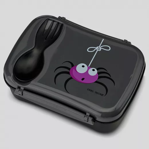 Carl Oscar N'ice Box - Lunch box with cooling element for children - gray - spider - 17 x 12.5 x 6.3 cm