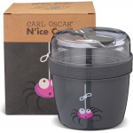 Carl Oscar N'ice Cup™ Snack container with cooling element - 0.5 L - Including Cutlery - Black