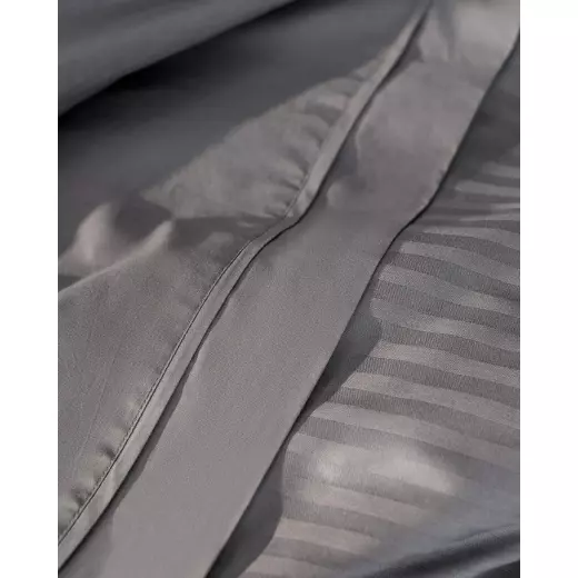 Madame Coco Adrien King Size Striped Covered Duvet Cover Set - Dark Gray