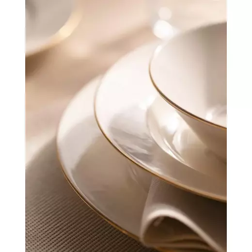 Madame Coco Ariane Gold Gilded 24 Piece Dinner Set for 6 People - White/Gold