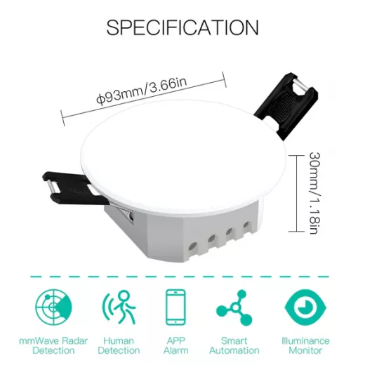 Moes Zigbee/ Wifi Smart Human Presence Detector PIR mm Wave Radar Detection Sensor Ceiling Mount