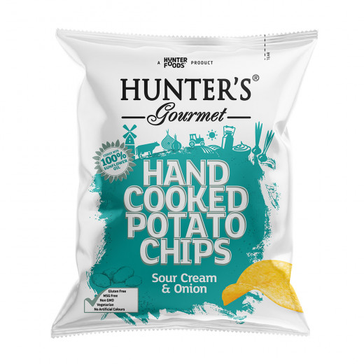 Hunter’s Gourmet Hand Cooked Potato Chips – Classique Range™ – Sour Cream and Onion (125 gm)