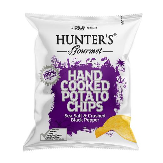 Hunter’s Gourmet Hand Cooked Potato Chips – Classique Range™ – Sea Salt & Crushed Black Pepper (40 gm)