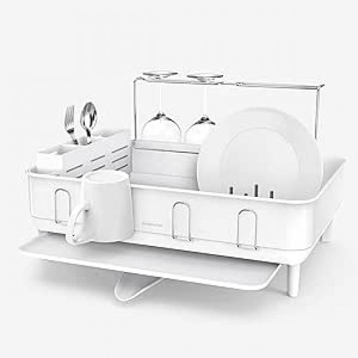 Simplehuman Steel Frame Dish Rack  White/White