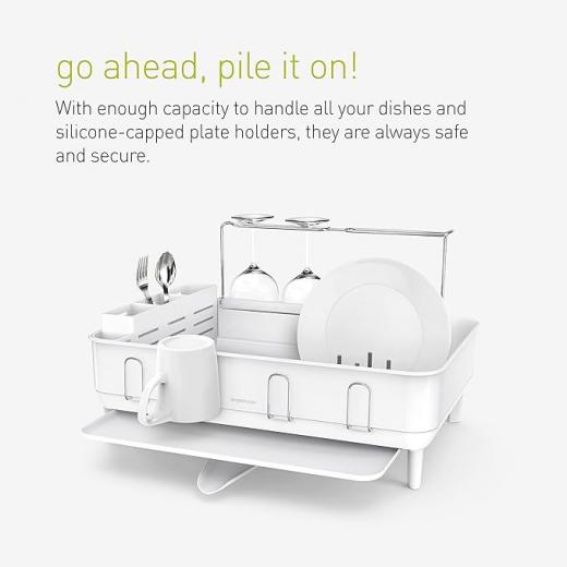 Simplehuman Steel Frame Dish Rack  White/White