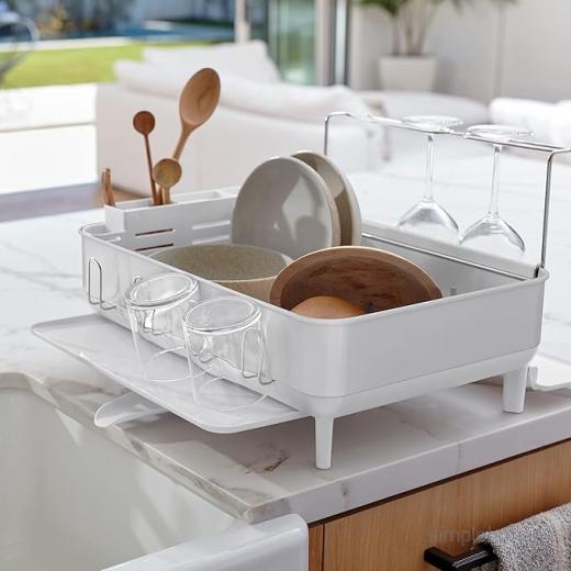 Simplehuman Steel Frame Dish Rack  White/White