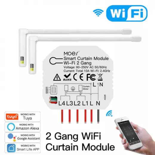 Moes WiFi Mini DIY Smart Curtain Switch Module APP Voice Control Electric Curtain Motor Relay