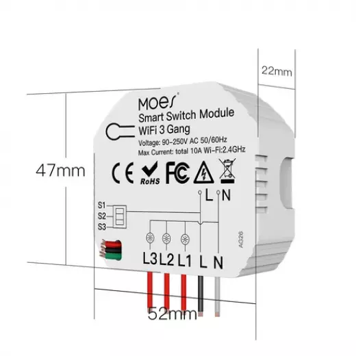 Moes WiFi Smart Light Switch 3 4 Gang 1 2 Way Module Wireless Home Switch Modular