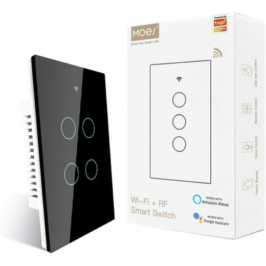 Moes WiFi Wall Touch Smart Switch Neutral Wire Required, 3 Way Multi-Control