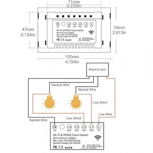 Moes Tuya Smart Switch WiFi 4 Gang Switch - White