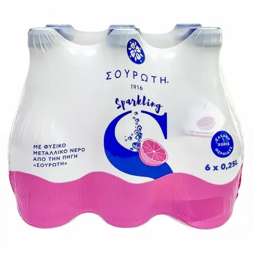 Souroti Sparkling Water Pink Grapefruit 6*250ml