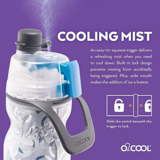 زجاجة ماء O2COOL Mist 'N Sip مع وظيفة الرذاذ والشرب 2 في 1، مزودة بفتحة سحب علوية بدون تسرب، زجاجة ماء رياضية قابلة لإعادة الاستخدام - 20 أونصة (باتريوت)