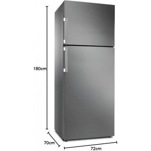 Whirlpool Top Mount Freezer-Fridge 70cm A+ 438L Frost Free Inox/W7TI 8711 NFX UK EX