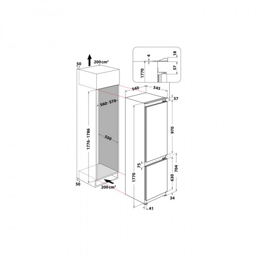 Whirlpool Top Mount Freezer-Fridge 70cm A+ 438L Frost Free Inox/W7TI 8711 NFX UK EX