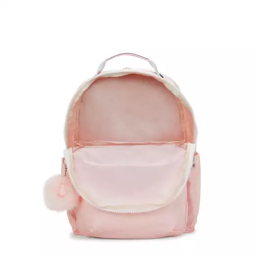 Kipling Large Backpack with Separate Laptop Compartment Female Blush Metallic Seoul College