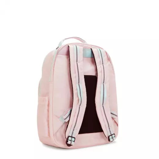 Kipling Large Backpack with Separate Laptop Compartment Female Blush Metallic Seoul College