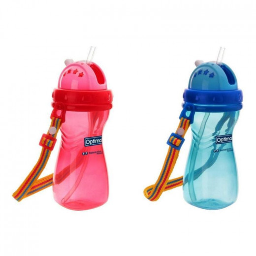 Optimal Wide Neck Straw Bottle 400 ml, Blue