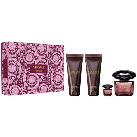 Versace Crystal Noir EDP 90Ml + EDP 5Ml + Body Lotion 100Ml + Bath & Shower Gel 100Ml Gift Set For Women