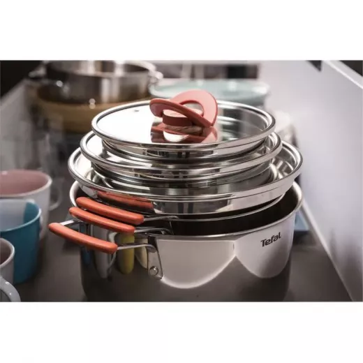 Tefal Optispace Steel Cookware Set - 6 Pieces