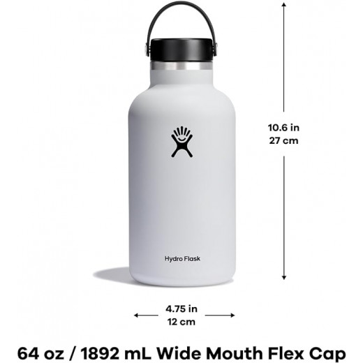 Hydro Flask Wide Mouth Bottle with Flex Cap White 64 oz