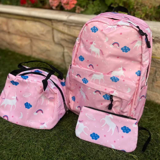 Girls School Backpack Backpack with Lunch Bag & Pencil Case Preppy