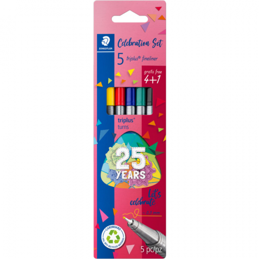 Staedtler  Fineliner triplus, 4 + 1 Celebration-Set