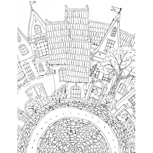 Dreamland cityscape coloring book for adults