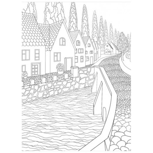 Dreamland countryside coloring book for adults