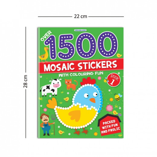 Dreamland 1500 Mosaic Stickers Book with Coloring Fun