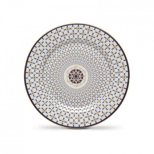 Easy Life Charles Side Plate - Blue & Gold Toned 19.5cm