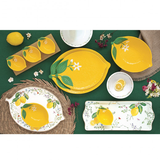 Easy Life Fleurs et Citrons Serving Plate in Box Multicolored 25x18cm