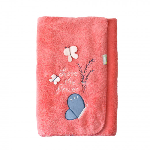 BiOrganic Wi̇Ld Flowers Welsoft Blanket Pink