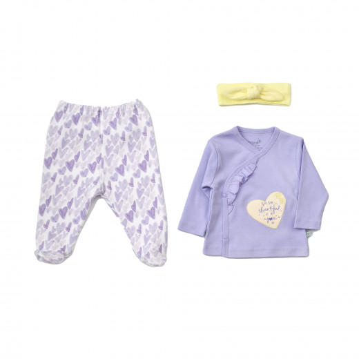 BiOrganic Love You Baby 3 Pieces Set Purple (3-6 Months)