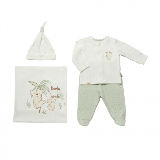 BiOrganic Koala Jungle Blanket 4 Pieces Set Mint (0-3 Months)