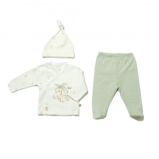 BiOrganic Koala Jungle Baby Side Snap Shirt Baby Set 3 Pcs Mint (3-6 Months)